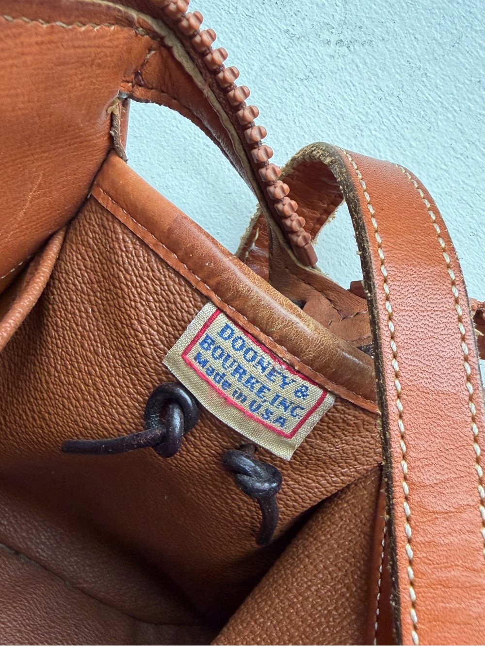 Dooney & Burke Vintage Leather-Trim Top-Handle Bag in Dark Green and Brown - Picture 7 of 7